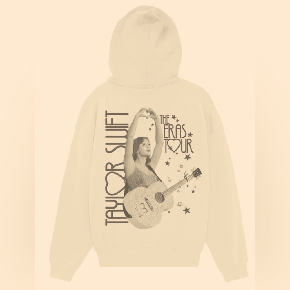 NEW NWT NIB TAYLOR SWIFT THE ERAS CONCERT TOUR HEART PHOTO BEIGE HOODIE XL